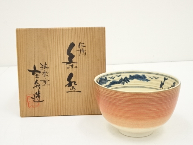 JAPANESE TEA CEREMONY / TEA BOWL CHAWAN / KYO WARE / NINSEI STYLE / ARTISAN WORK